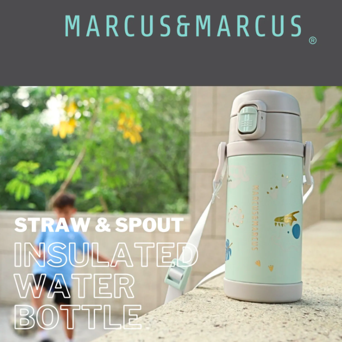 marcus and marcus straw and spout insulated water bottle thermos straw bottle for school 儿童保温杯水瓶吸管